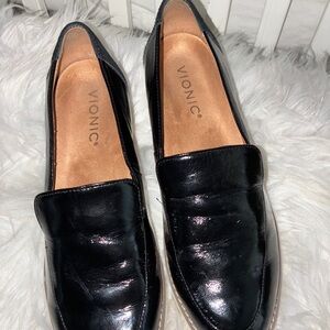 Vionic Black Patent Slip-On Loafers